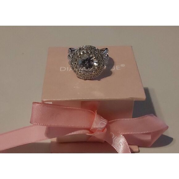 Gorgeous DIAMONIQUE 5.8 Carat Double Halo Design Ring Sz 8~Platinum/925SS - Picture 2 of 5